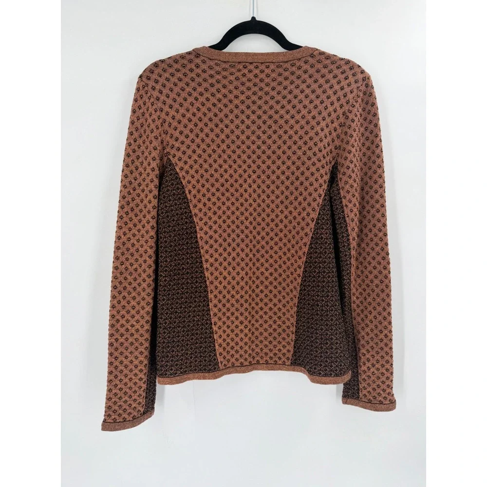 Rag & Bone Amanda Sweater‎ Womens Large Copper Metallic Knit Geometric Designer
